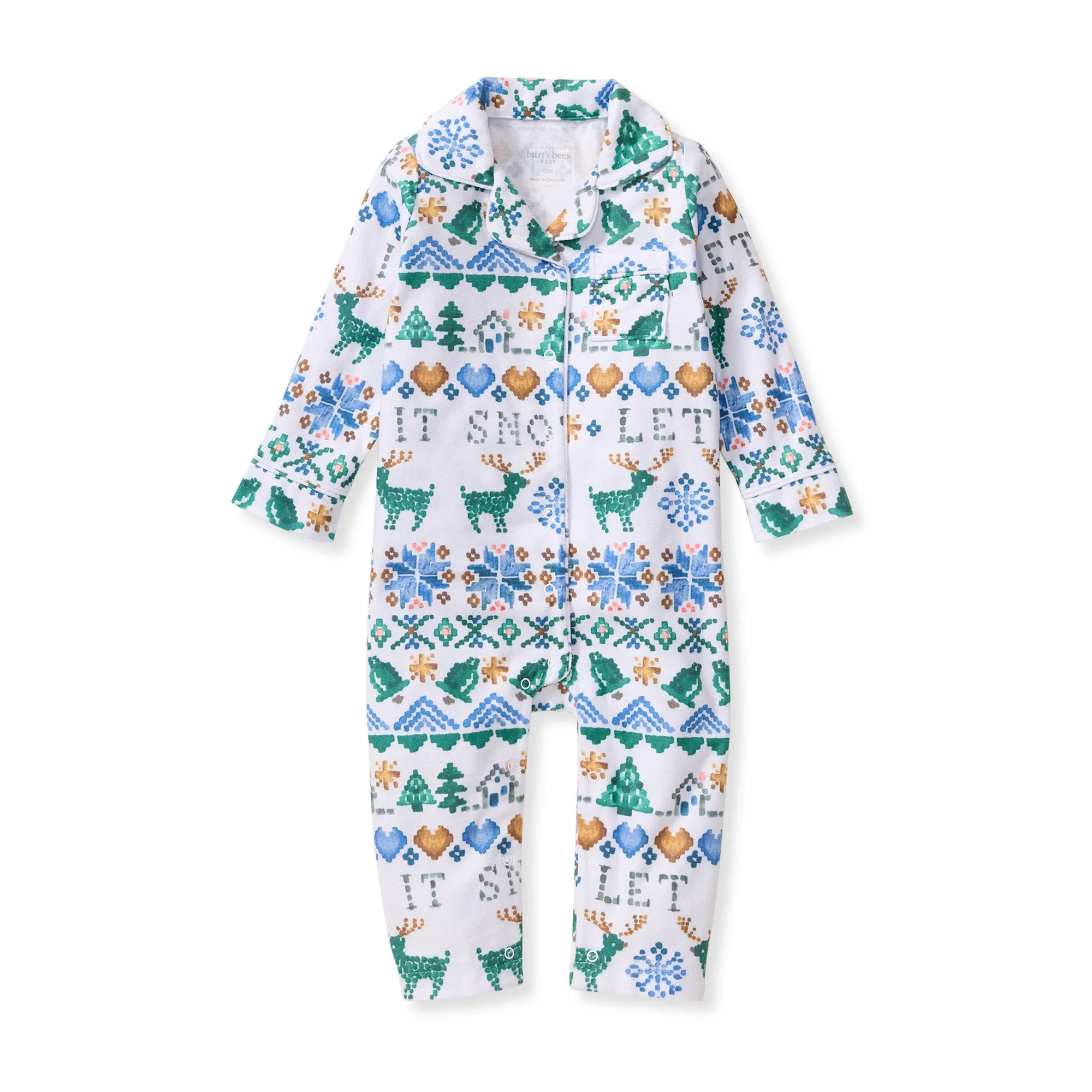 Let It Snow Flannel Family Matching Pajama Baby Jumpsuit