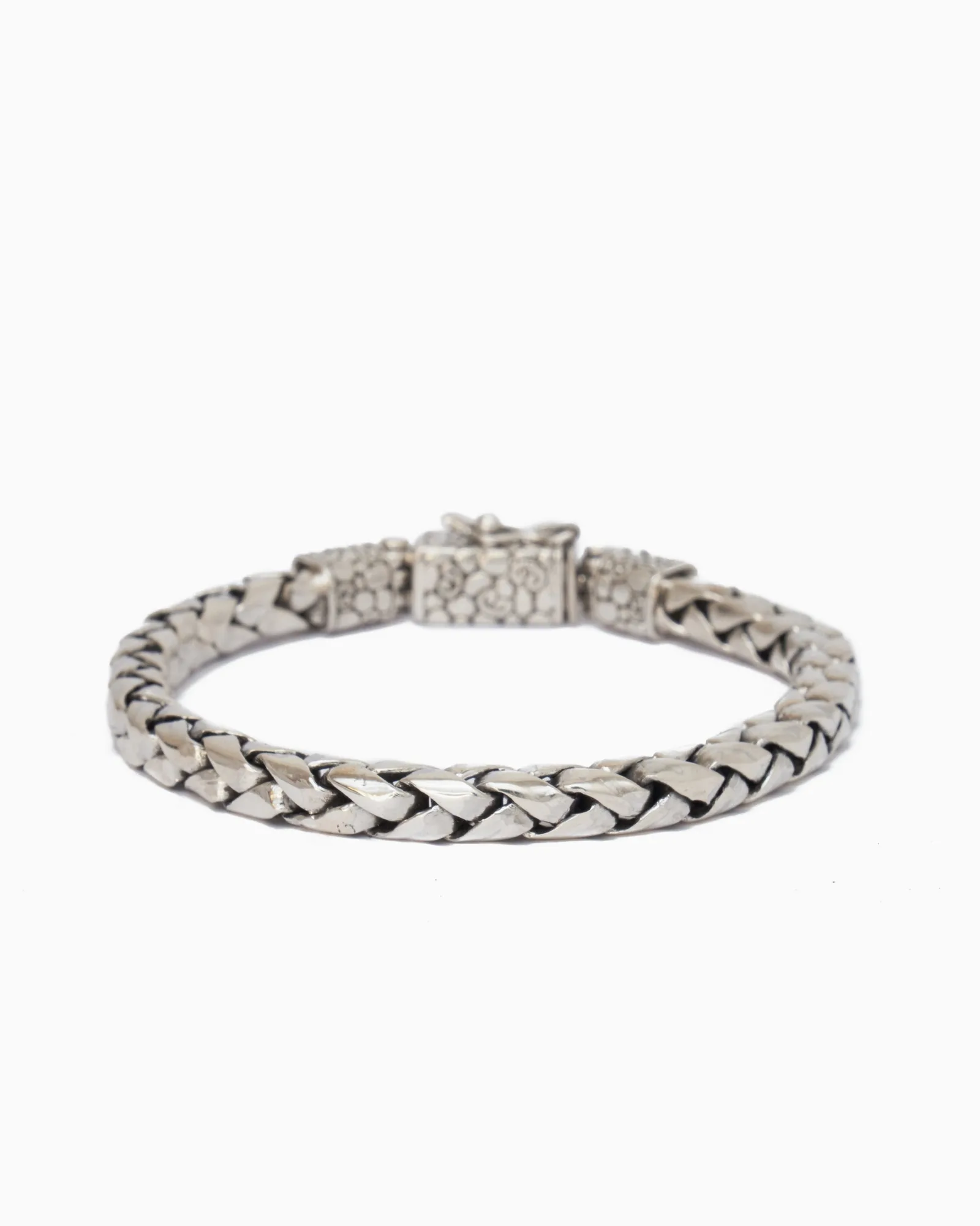 Wheat Link Bracelet with Turtle Texture Clasp