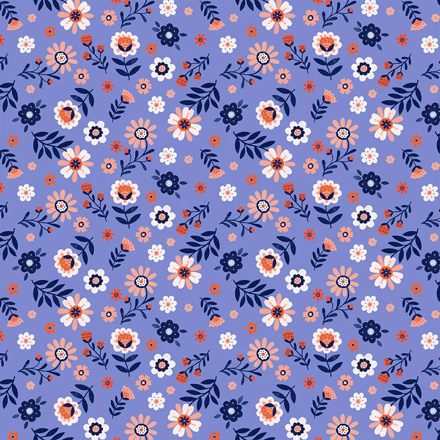 WINDHAM - Folky Chicken by Natalie Briscoe - Folky Floral - Cobalt