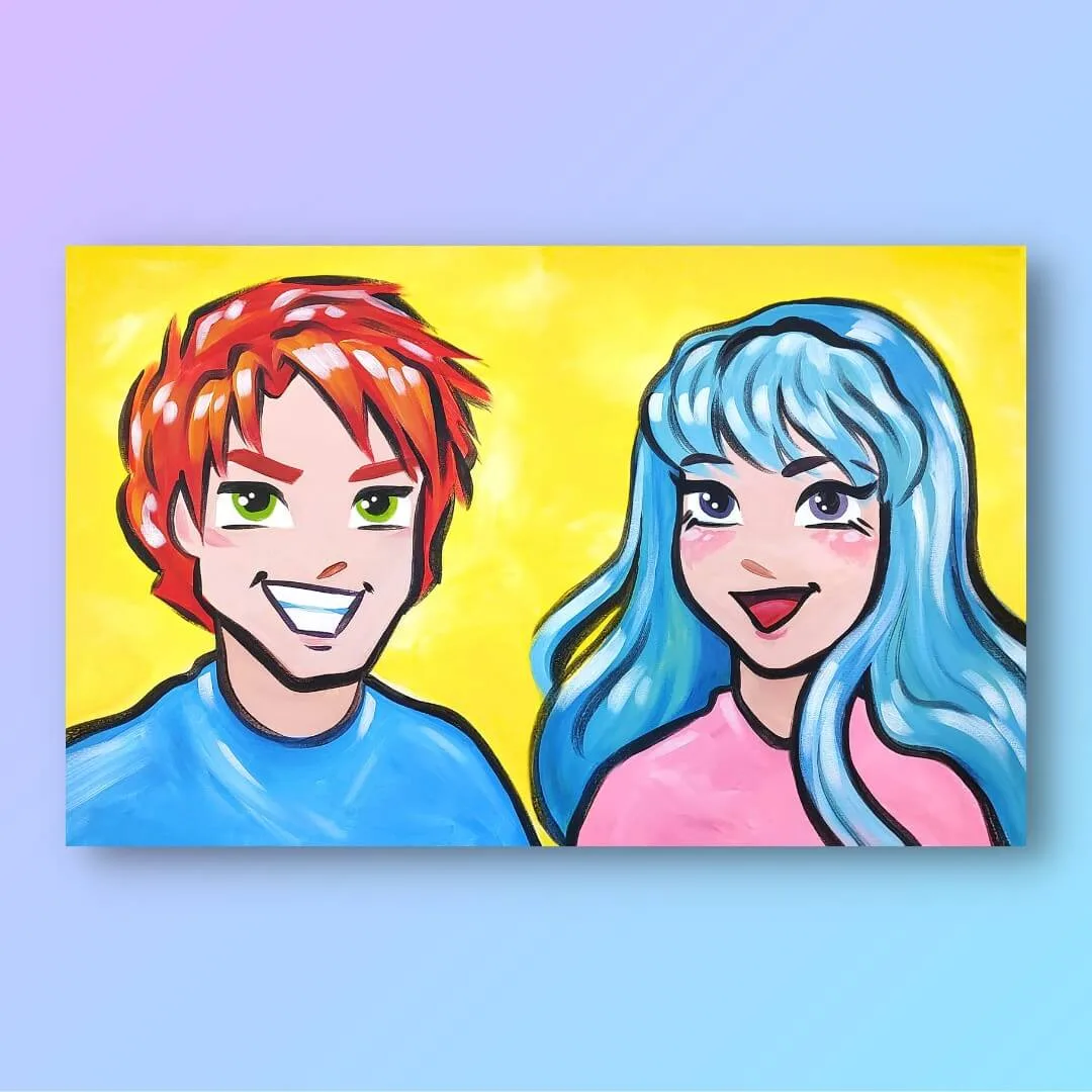 Kit de peinture Anime-zing Portraits pour soirée en amoureux : À quoi s'attendre