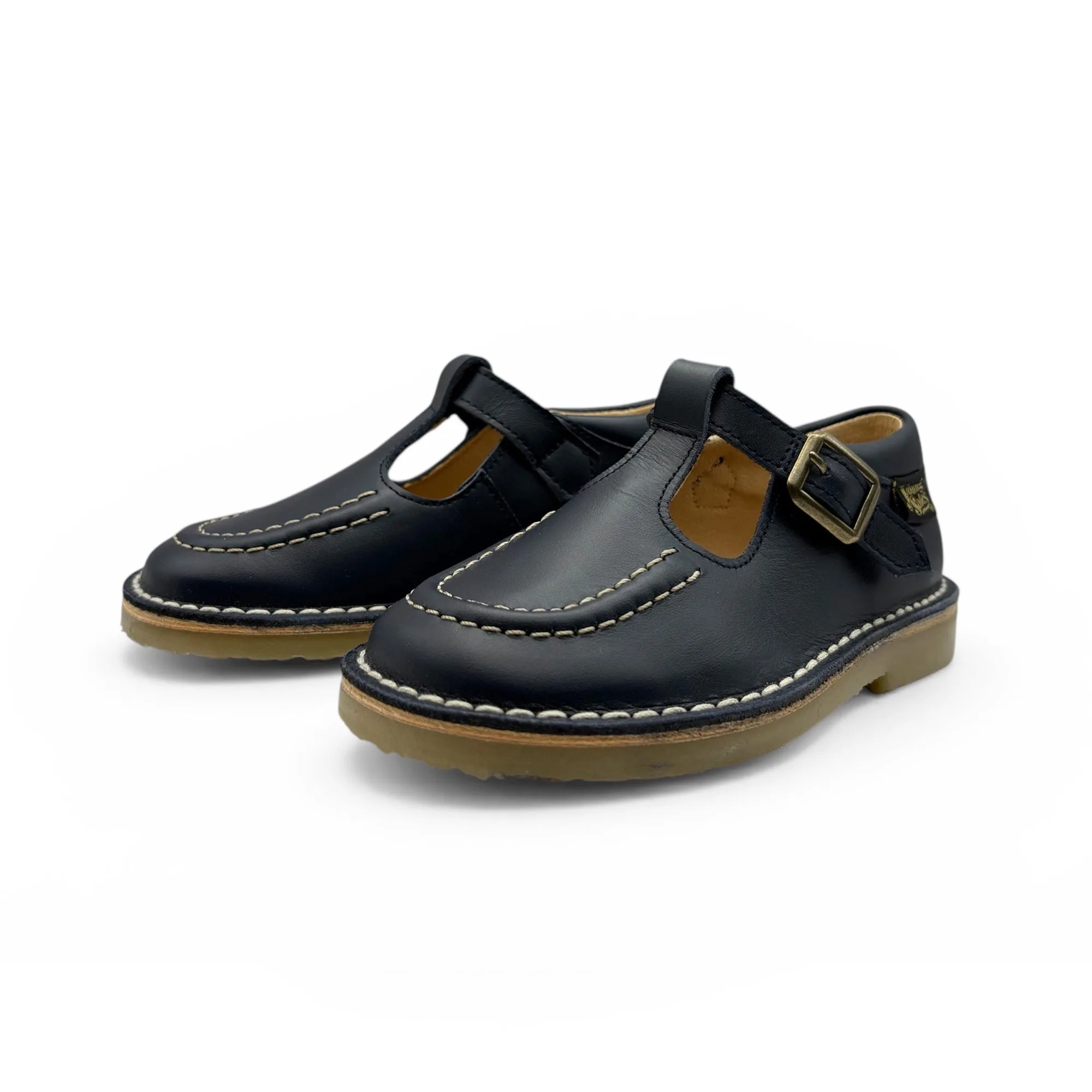 Parker T-Bar Kids Shoe Navy Leather