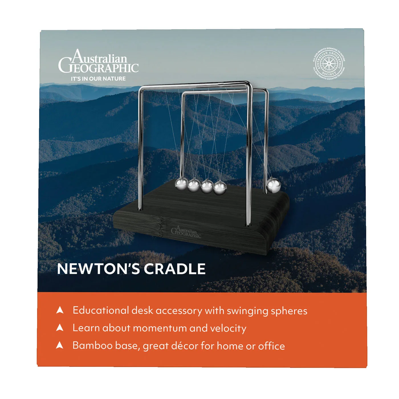 Australian Geographic Newton's Cradle - Black Base