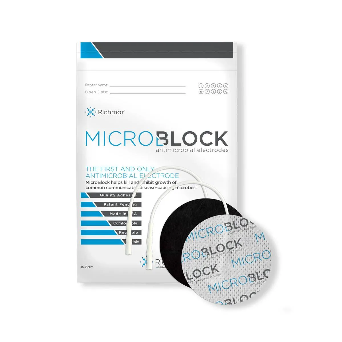 MicroBlock Antimicrobial Electrodes | Richmar TENS/NMES Pads - Backordered: Shipping ETA 10/16