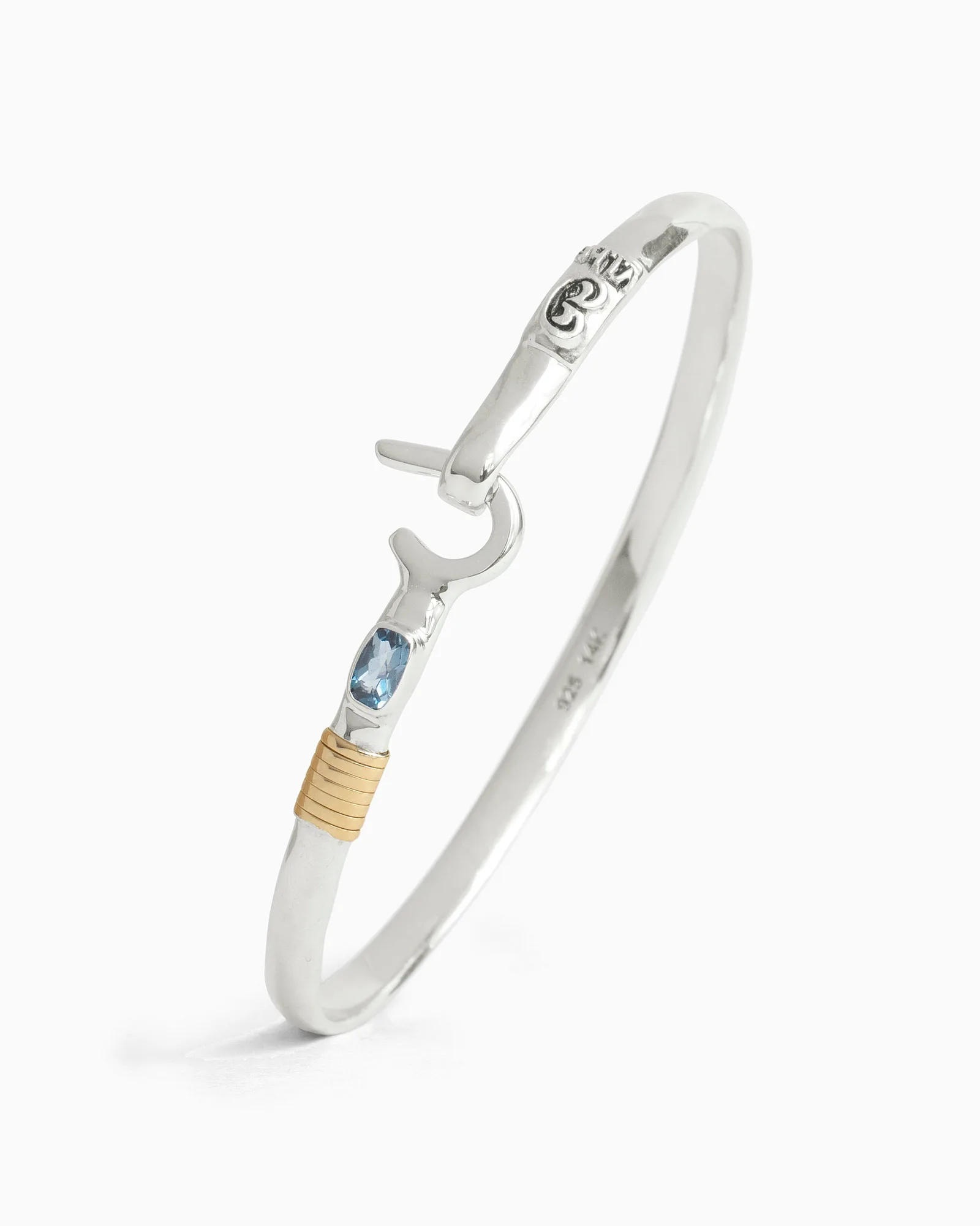 Pulsera St. John Hook con piedra, 4 mm - Topacio azul de Londres