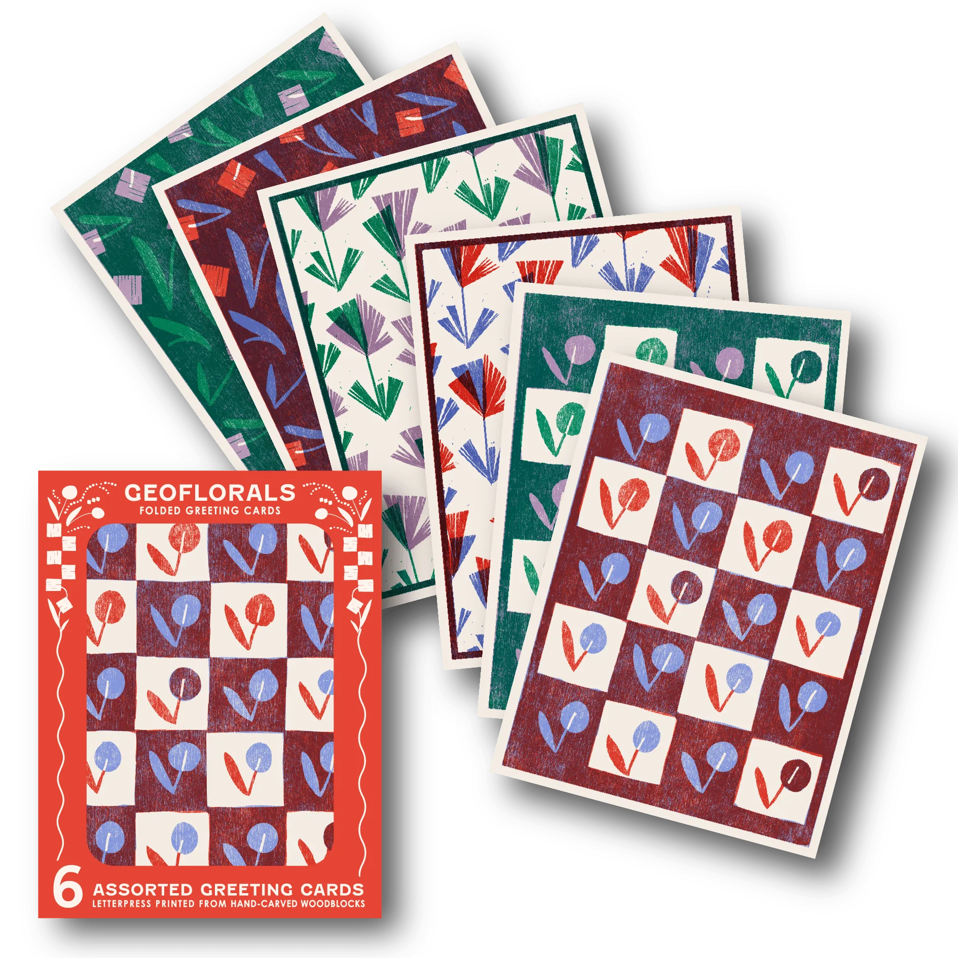 Geoflorals Assorted Letterpress Card Set