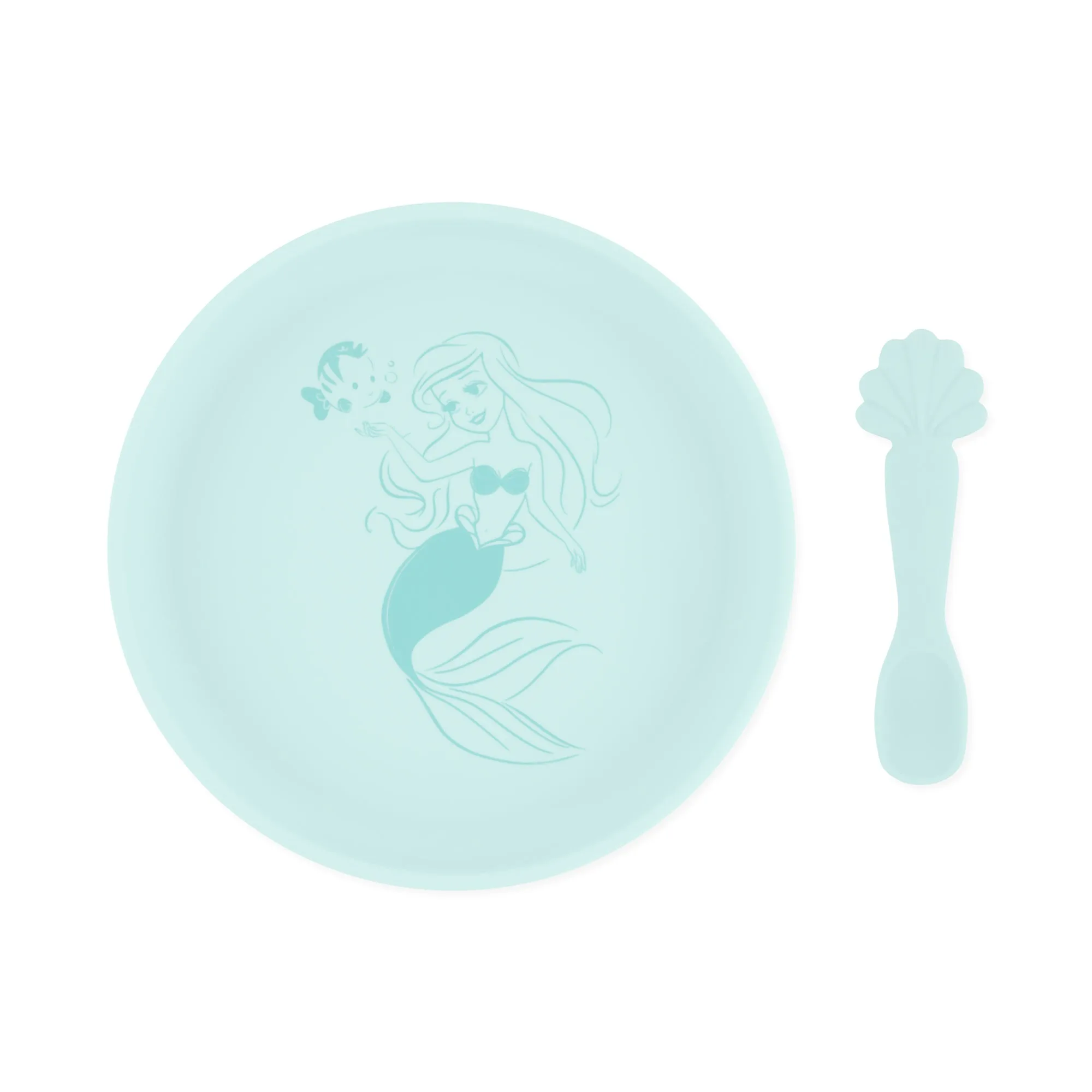 Guide de l'ensemble assiette et cuillère en silicone Disney Princess Ariel