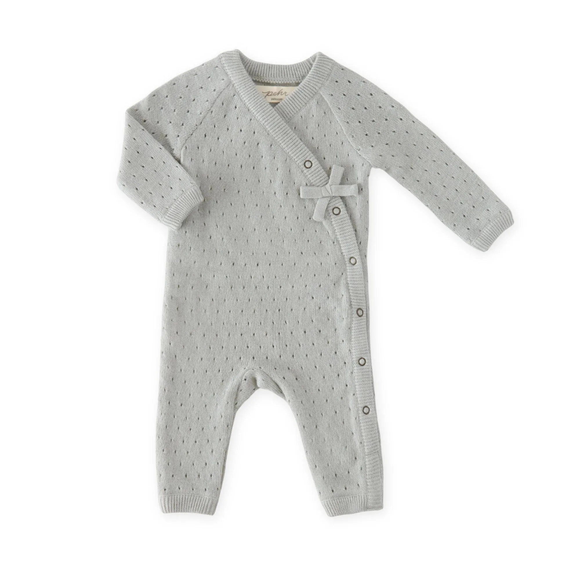 Pointelle Gebreide Kimono Romper - Zachte Zee