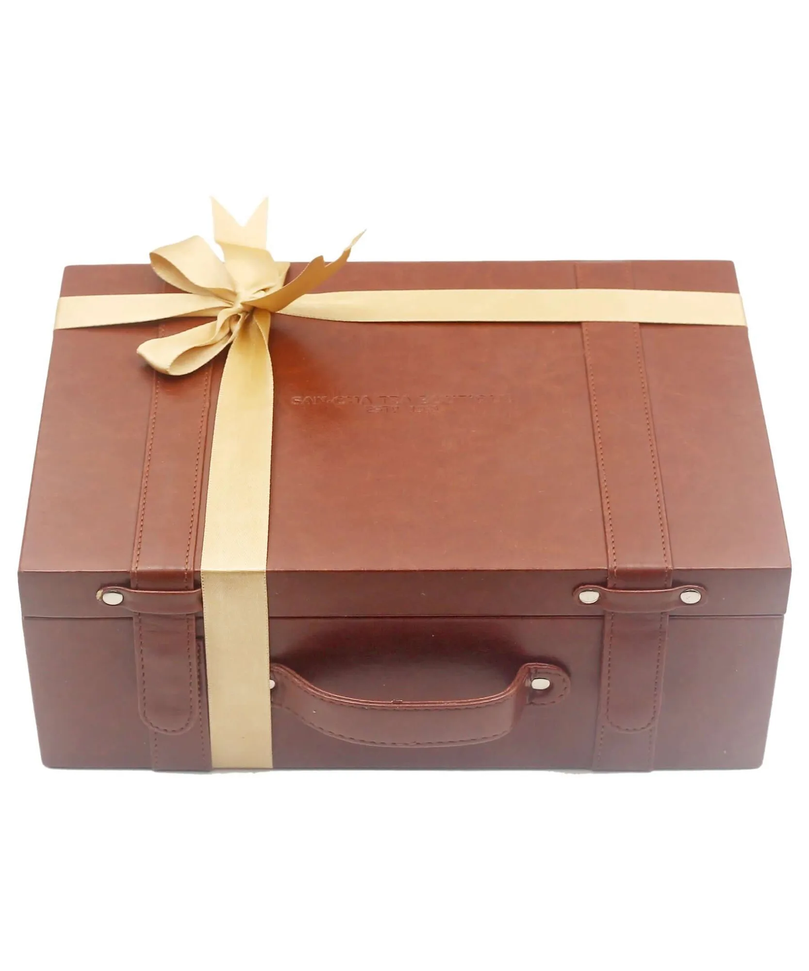 Luxury Leatherette Gift Trunk | Premium Box | Fits 6 Small Tin Caddies