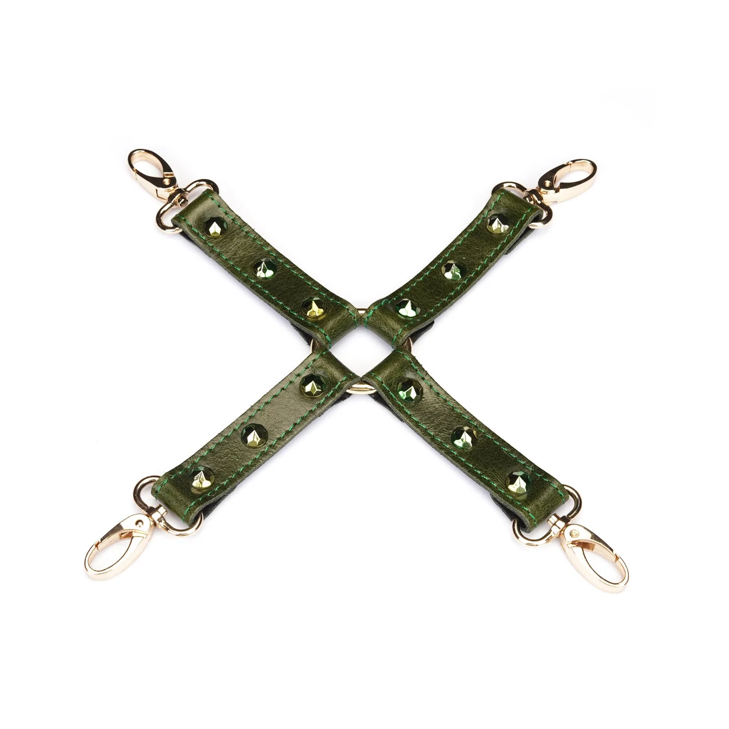 Luxuriöser grüner Leder-Hogtie mit Edelstein