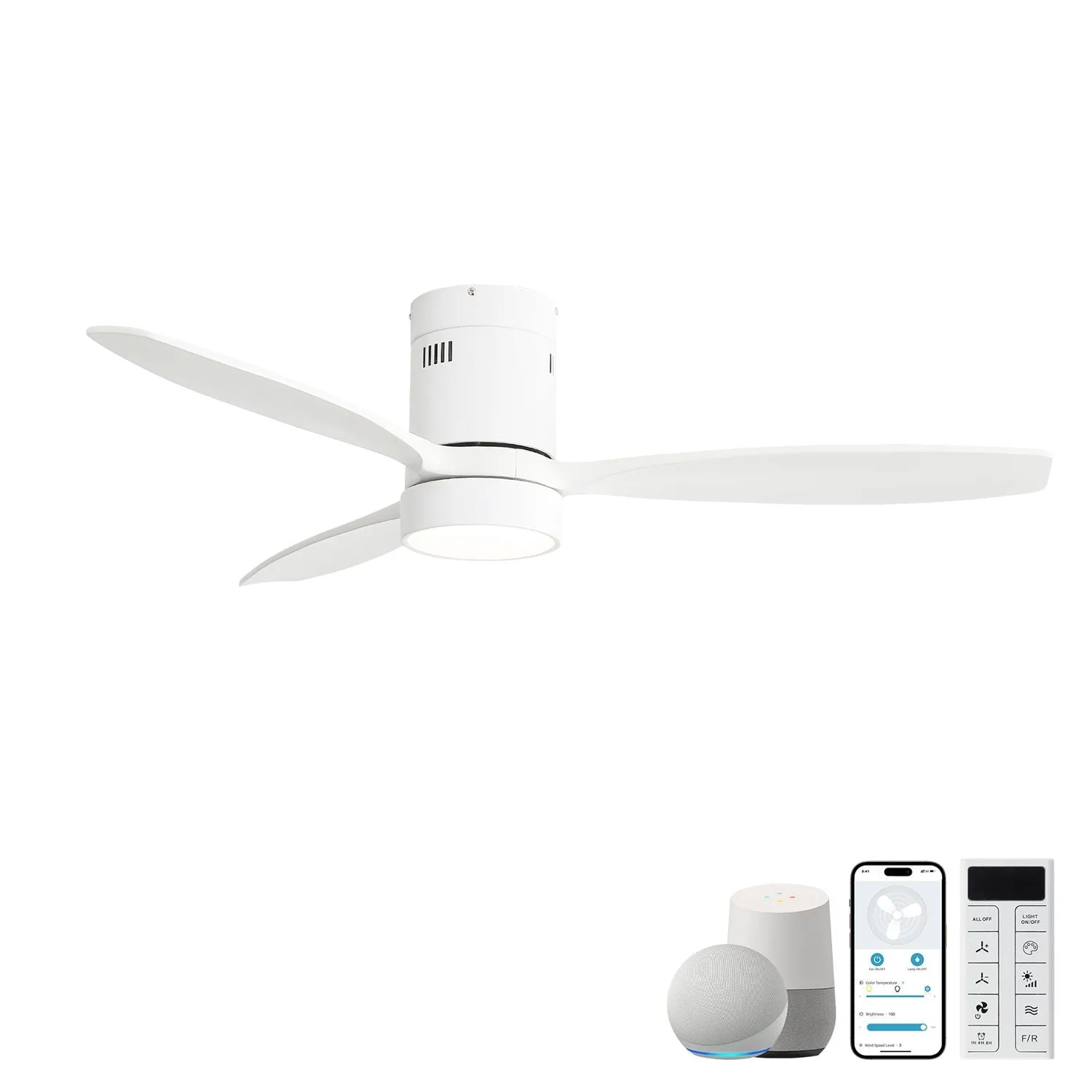 Upgrade Brand New 52" Sofucor Modern Low Profile Ceiling Fan with Light