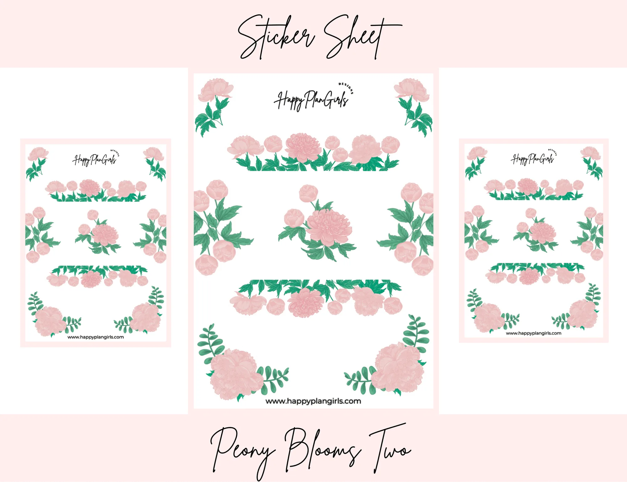 Pioenbloesems Twee Stickervel