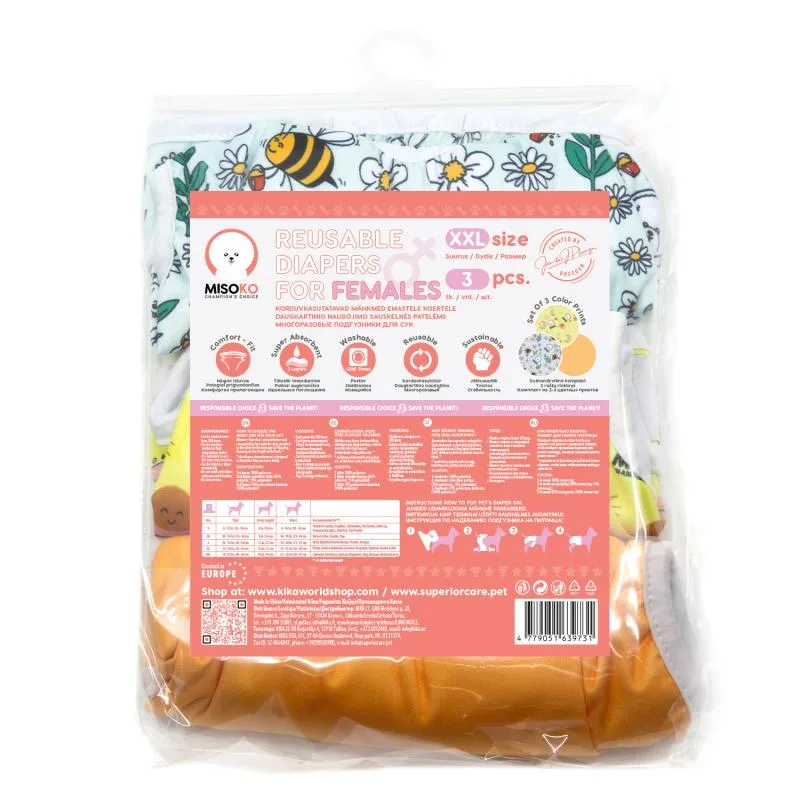 Premium Reusable Female Dog Diapers – 3 Pack, Odor Control & Leakproof
