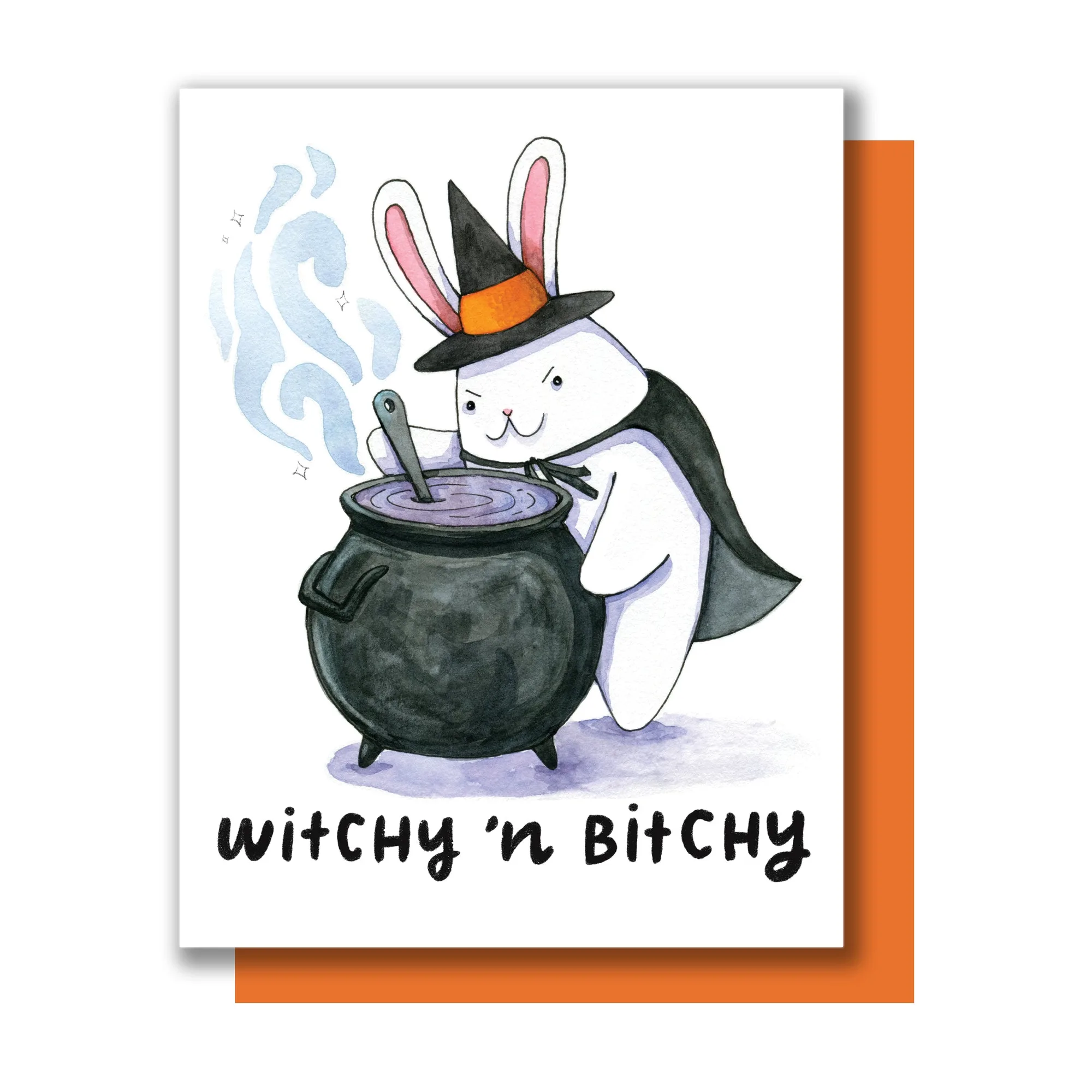 Carte Halloween Lapin Sorcière et Chiante