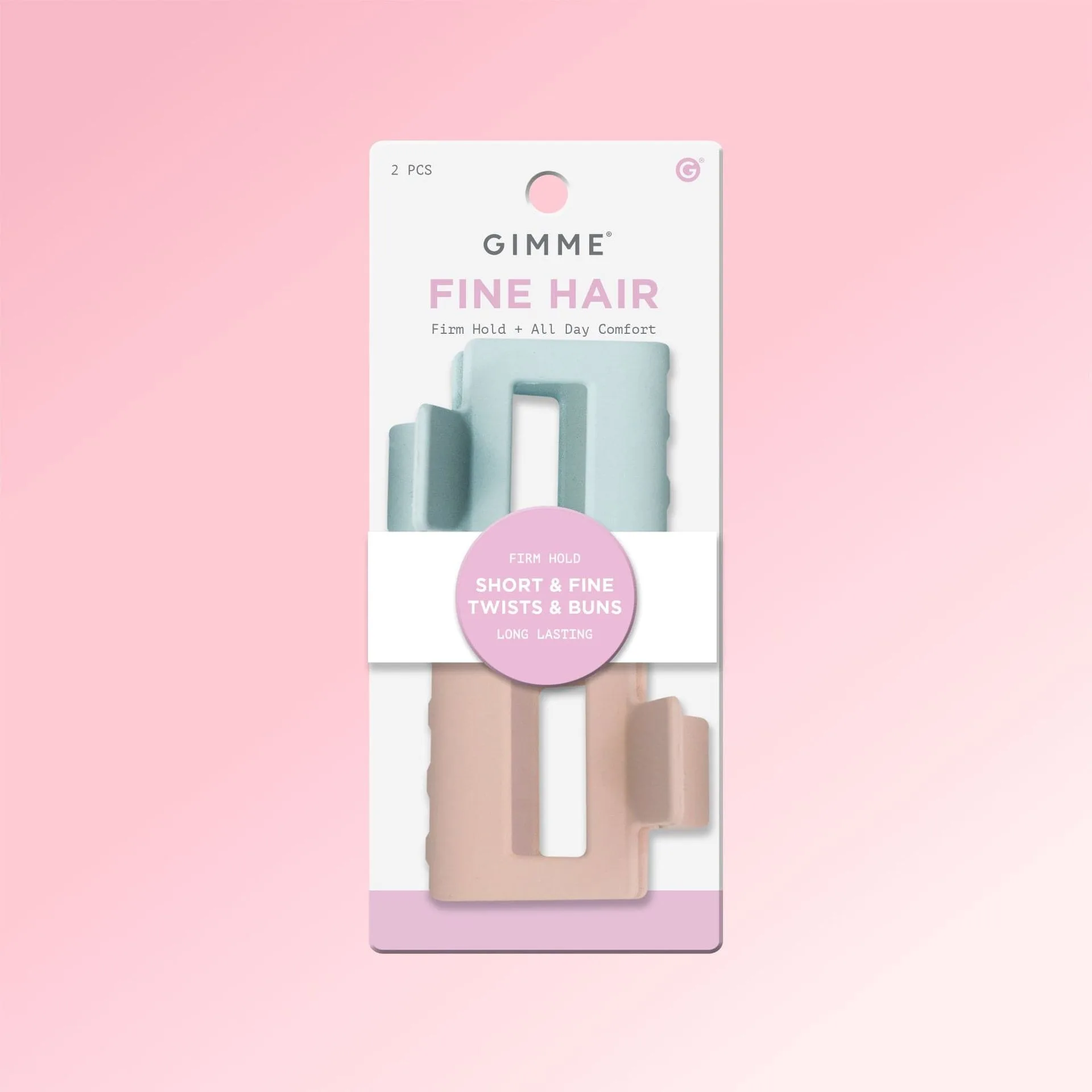 Locked In Square Claw Clips For Fine or Thinner Hair - Blue & Pink