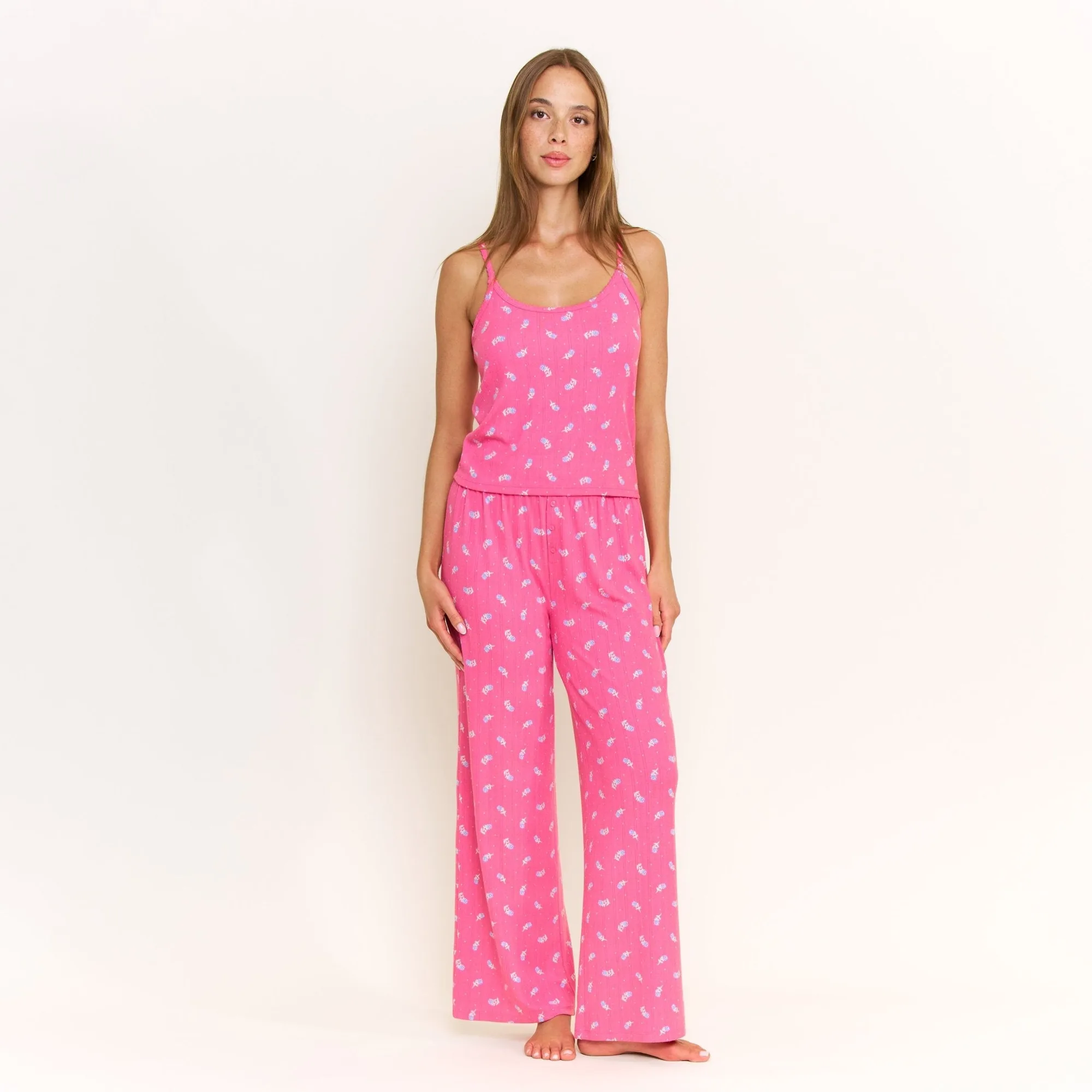 Set pantalone Blissful Cami in fucsia rosa selvatica