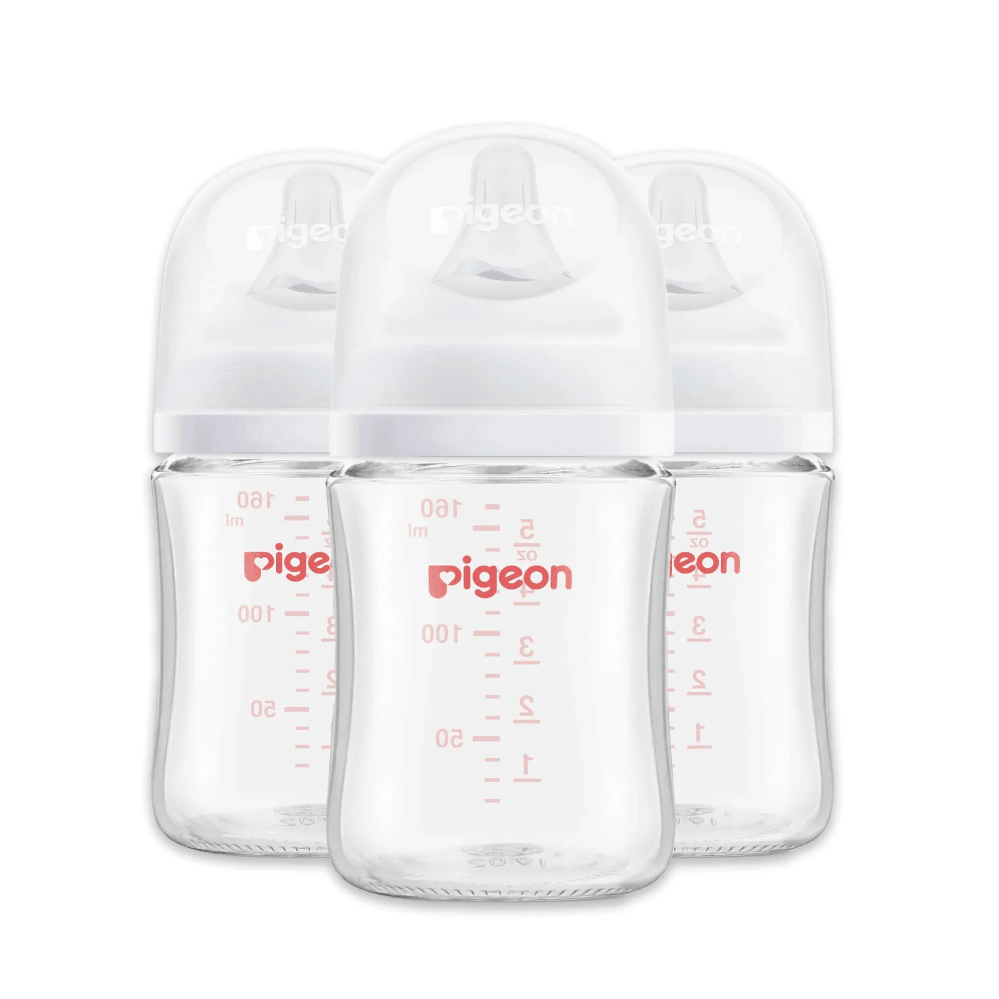Biberón de cuello ancho Pigeon 5 Oz/160 ml de vidrio 3 piezas con tetina de acero inoxidable