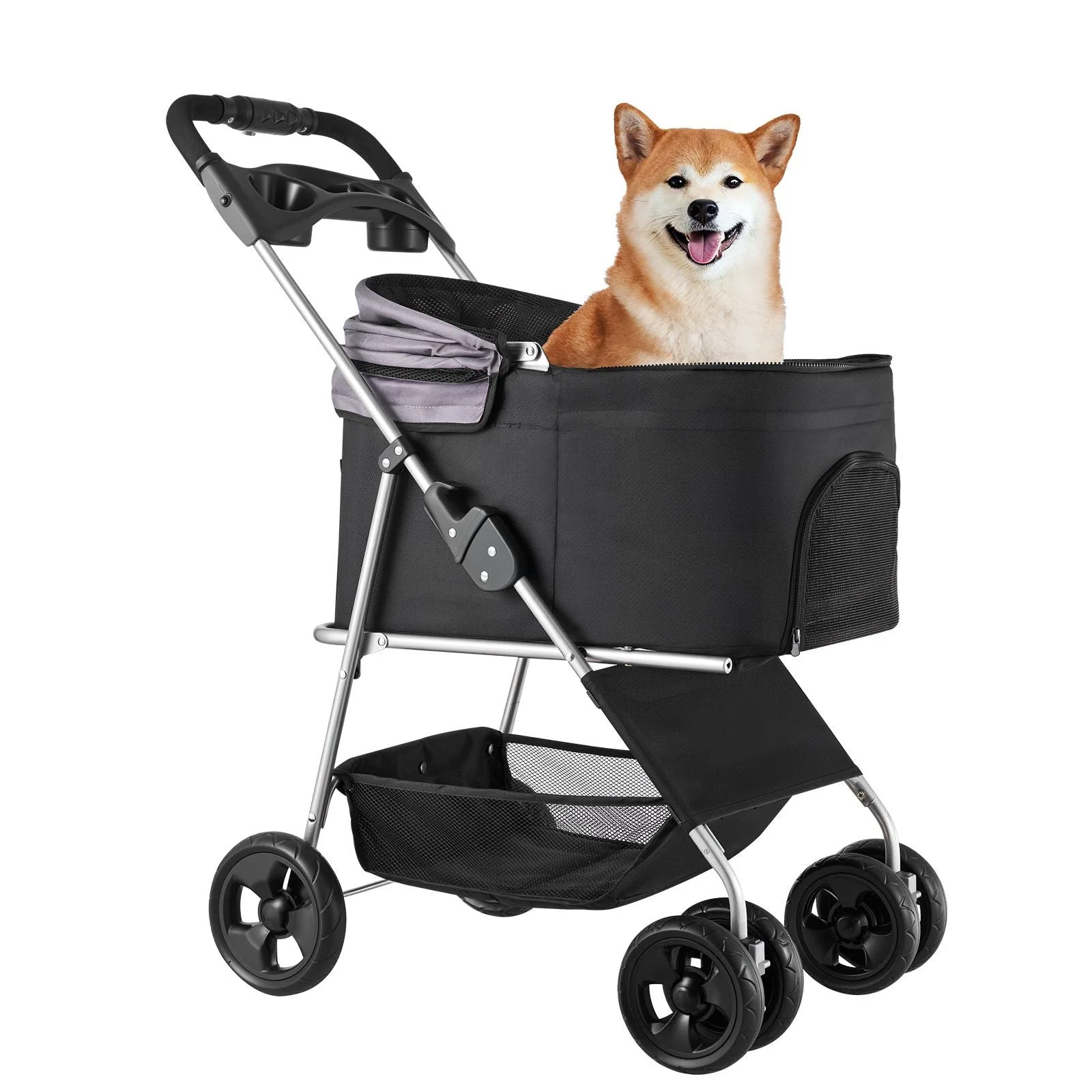 VEVOR Pet Stroller, 35 Lbs Weight Capacity, Foldable Dog Stroller Cart, 4