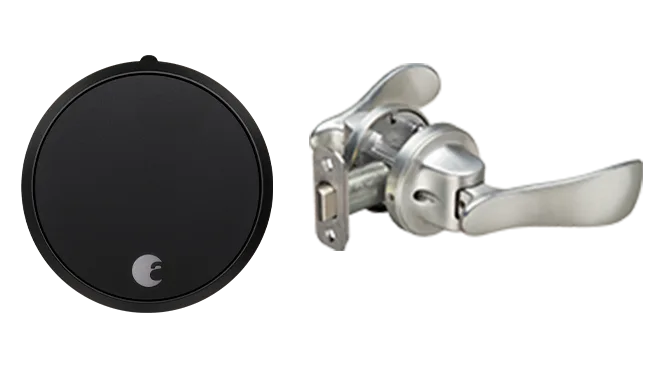 August Smart Lock Pro + Connect with Navis Paddle in Satin Nickel