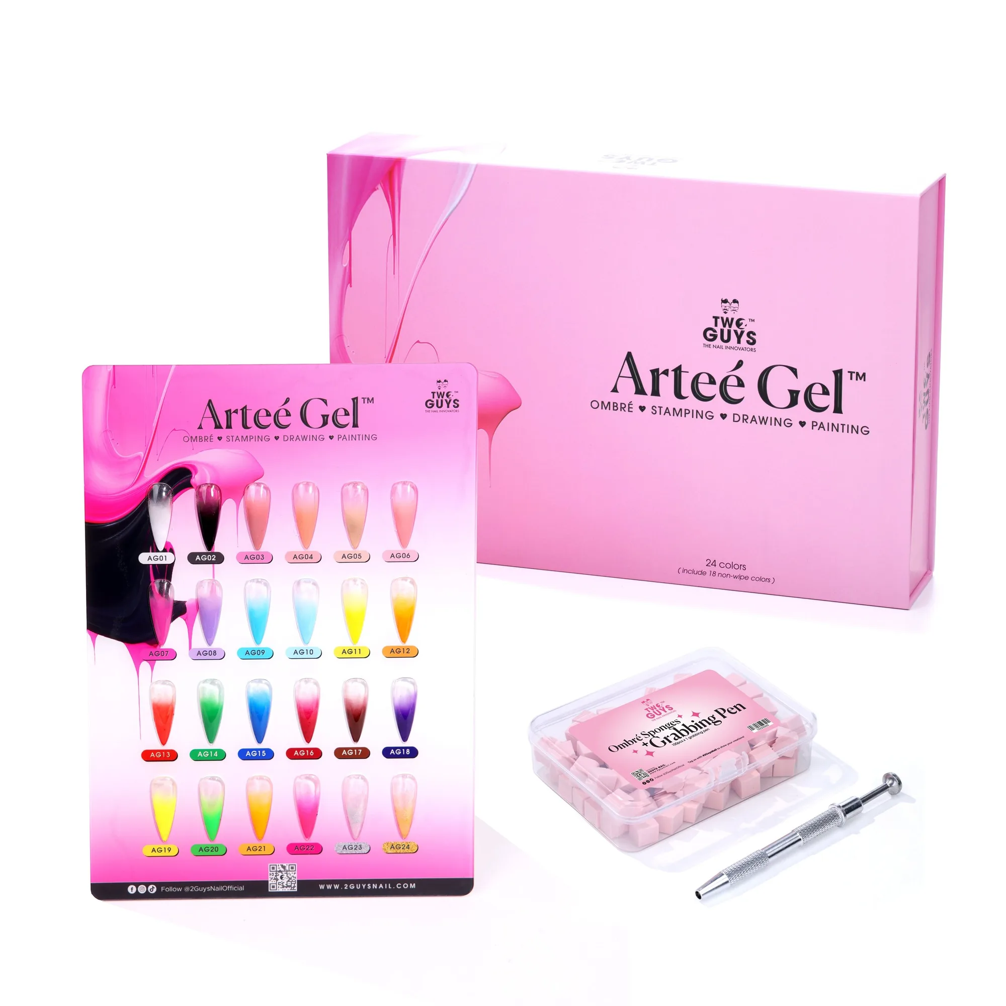 مجموعة Artee Gel™ (24 لون) + بطاقة ألوان مجانية + مجموعة إسفنج أومبري