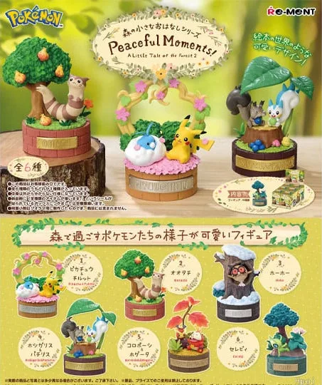 Guia de conteúdo das caixas cegas Re-Ment Pokémon Peaceful Moments