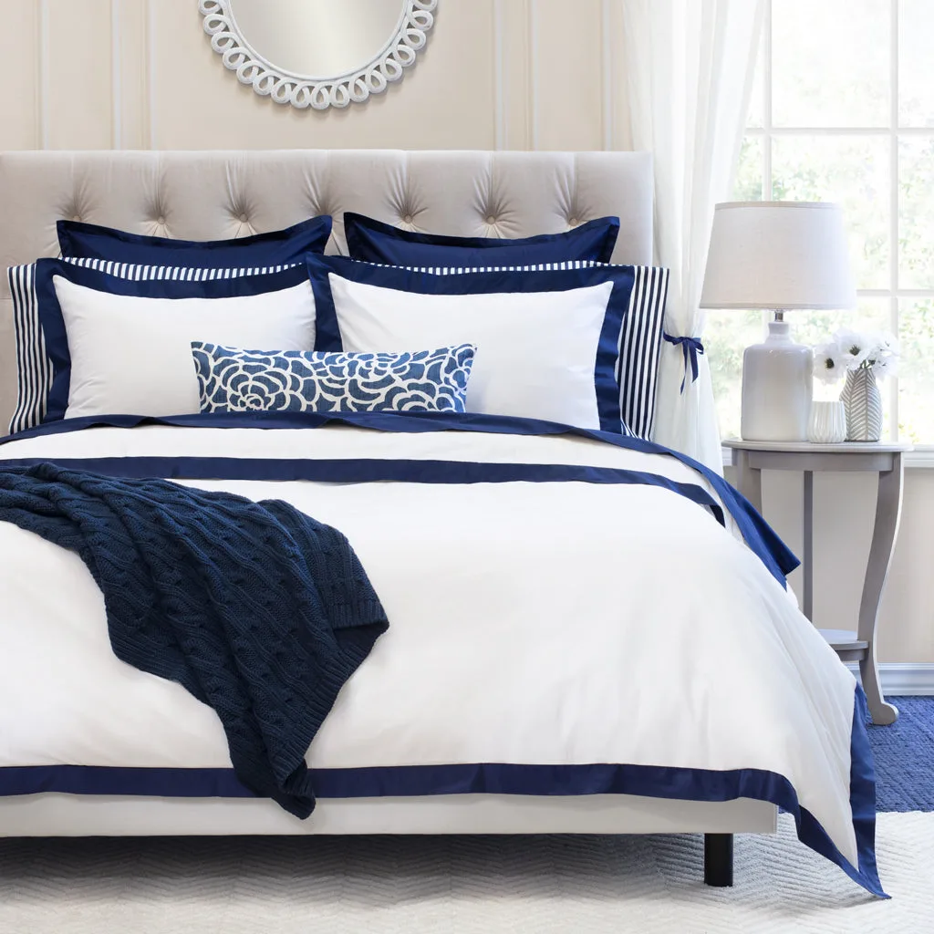 Paio di federe con bordo Linden blu navy