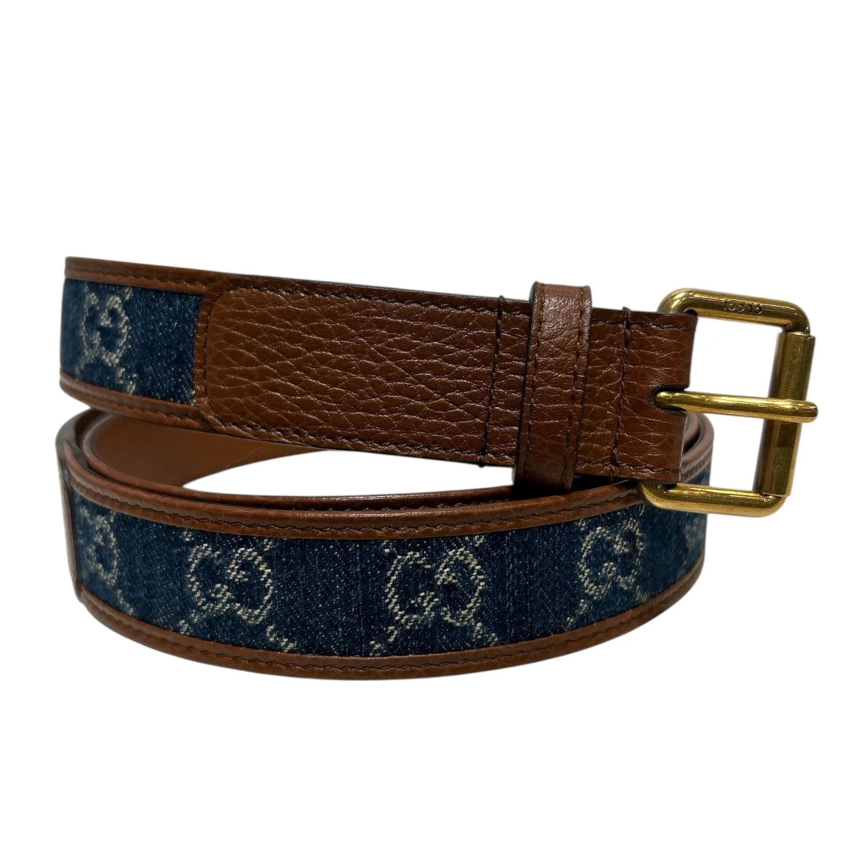 GUCCI/Gürtel/Denim/BLAU/Denim Quadratschnalle