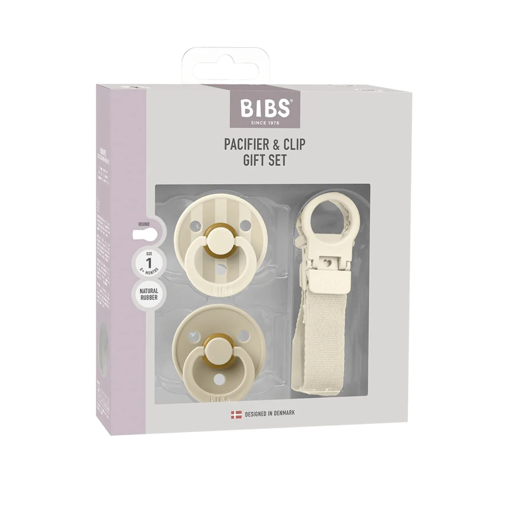 BIBS - Colour Pacifier & Loop Clip Gift Set - Ivory