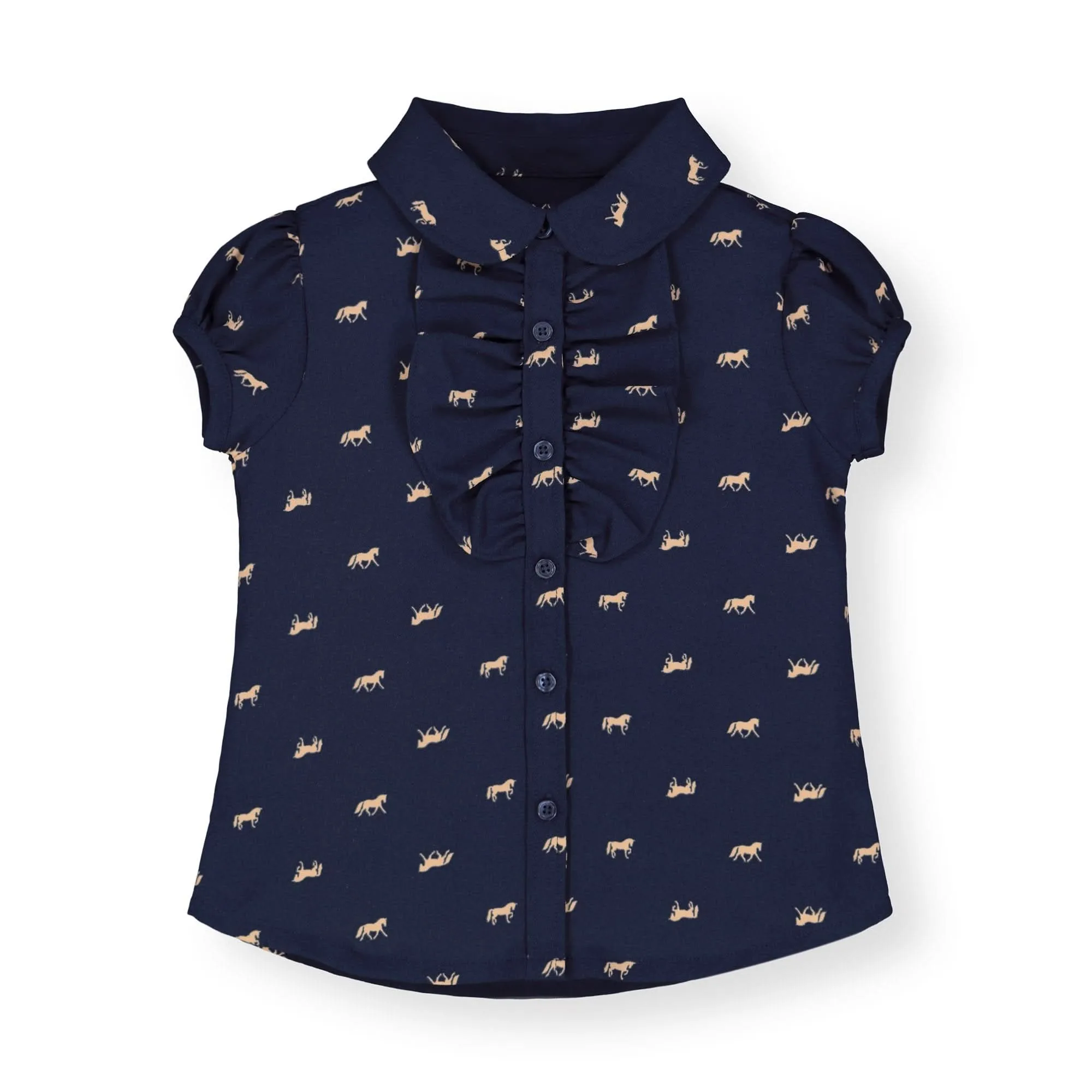 Ruffle Front Shirt with Puff Sleeves - Baby