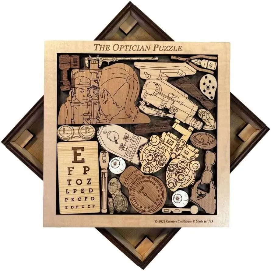 Optician Wood Puzzle | Personalizable Graduation Gift for Eye Doctors