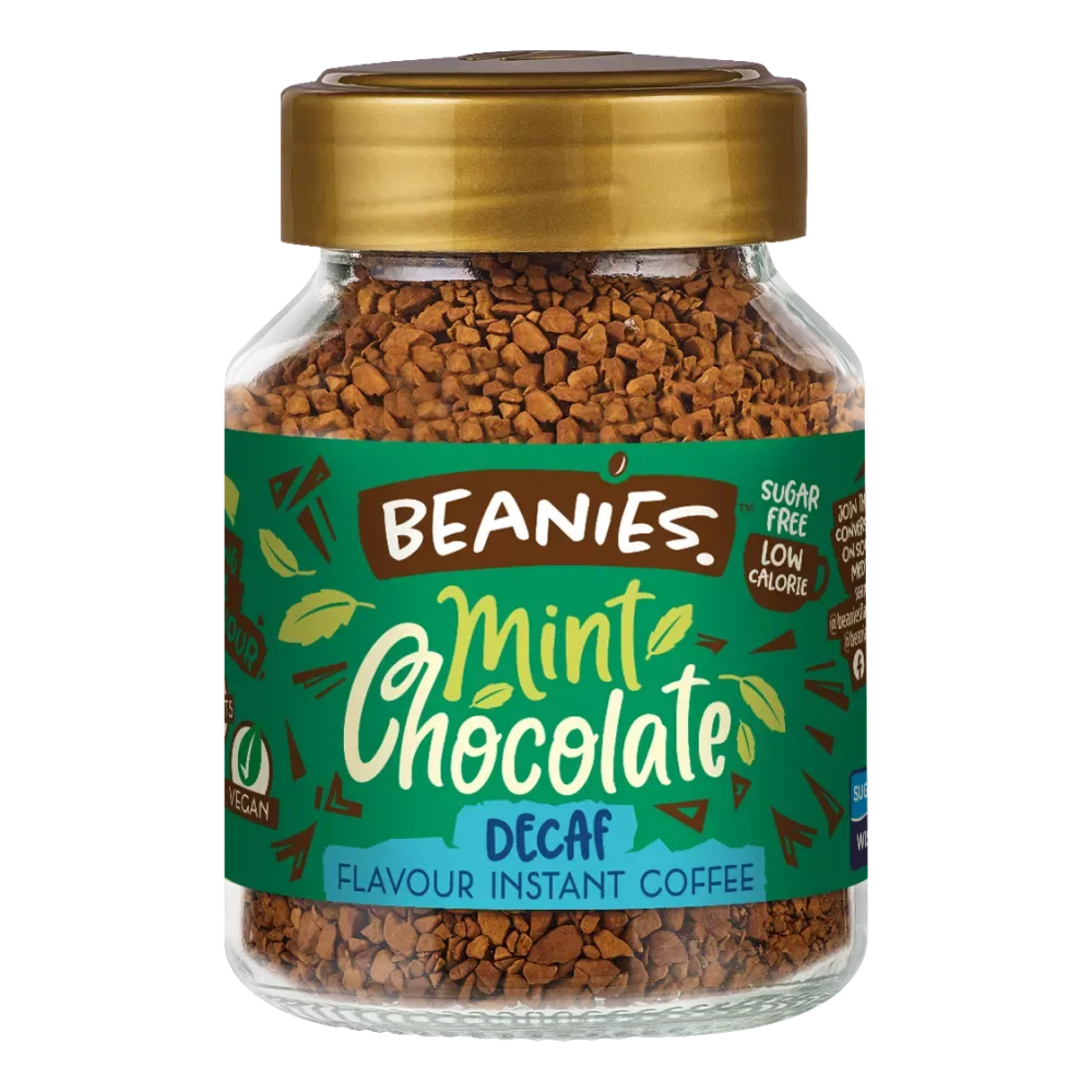 Koffie zonder cafeïne met chocolade-muntsmaak
