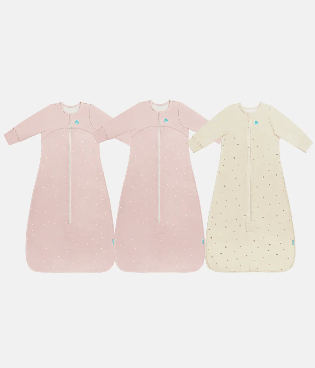 Sleep Bag Bundle | 1.0 TOG | 1.5 TOG | Powder Pink Twinkle 2 | Oatmeal Twigs