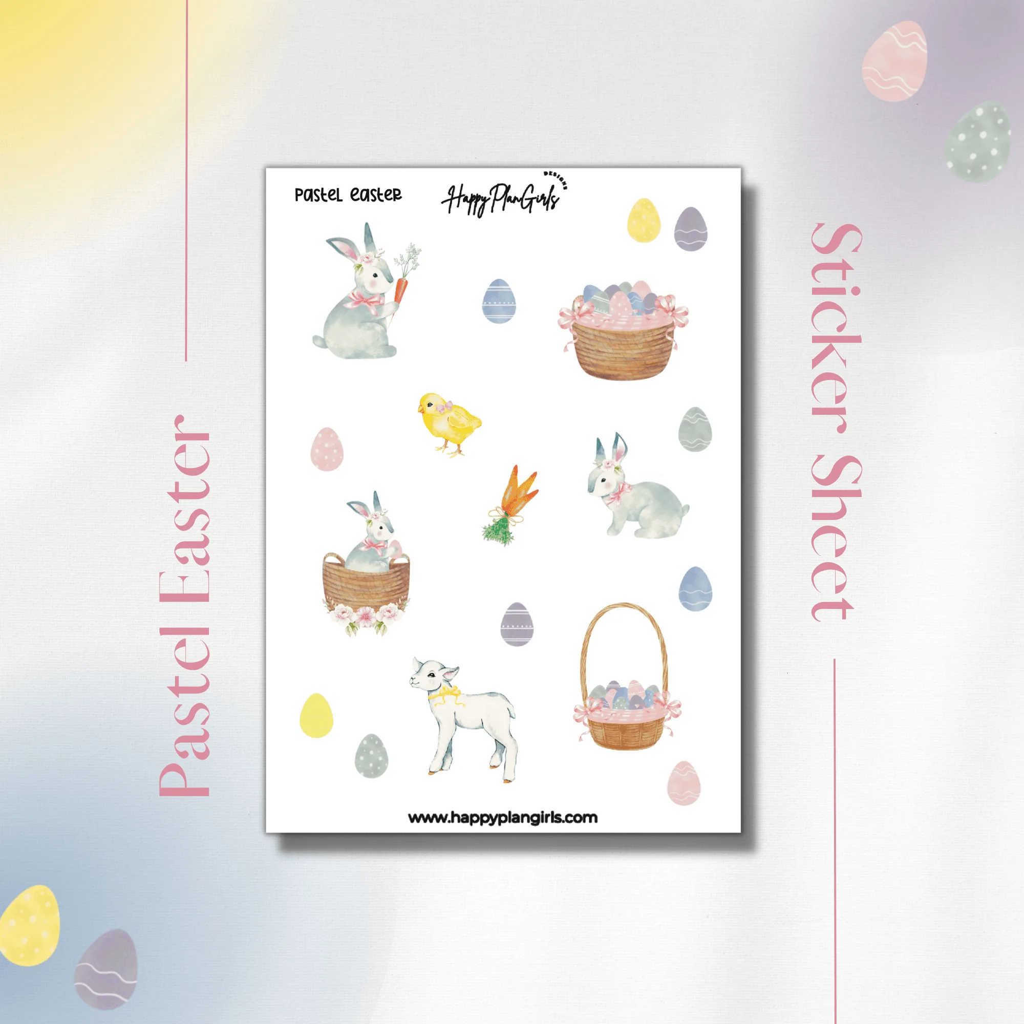 Lámina de pegatinas de Pascua pastel