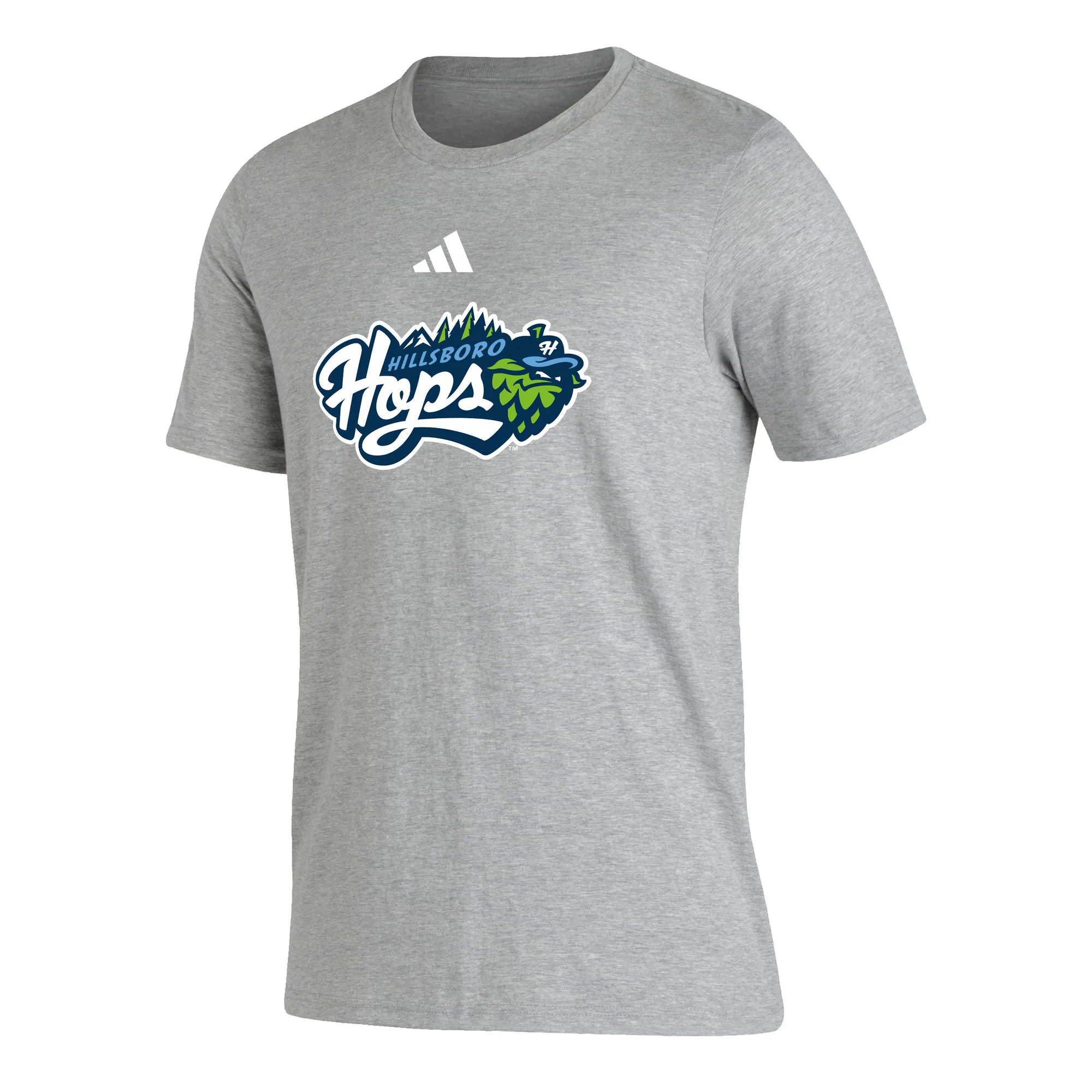 adidas Gray Primary Logo Tee, Hillsboro Hops